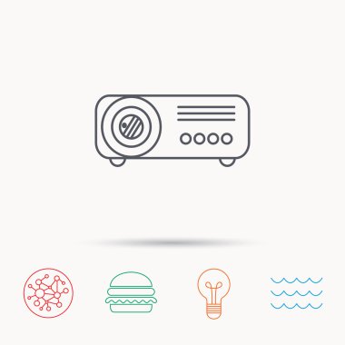 Projektör simgesi. Video sunumu aygıt işareti.