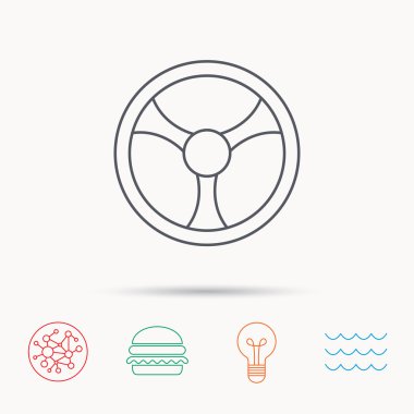 Direksiyon simidi simgesi. Araba sürücü kontrol işareti.