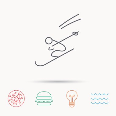 Kayak simgesi. Kayak atlama aşırı spor işareti.