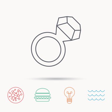 Elmas simgesi ile halka. Mücevherat ve mucevherler işareti.