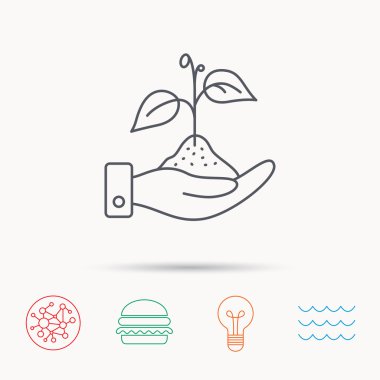 Doğa simge kaydetmek. El bitki Filiz işareti ile.