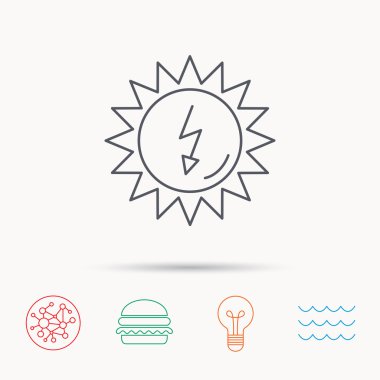 Güneş enerjisi simgesi. Ekolojik kaynakları işaret.