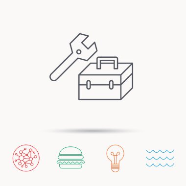 Onarım araç kutusu simgesi. İngiliz anahtarı anahtar işareti.