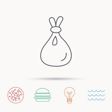 Çuval bezi çuval simgesi. Tekstil çanta işareti.