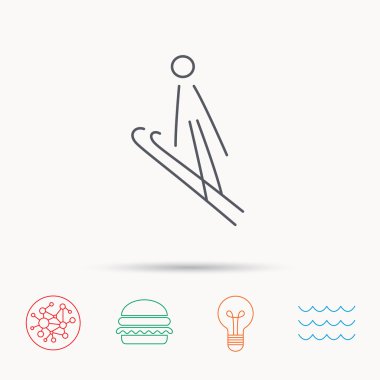 Kayak atlama simgesi. Aşırı spor işareti kayaklar.