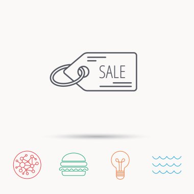 Satılık alışveriş bir ses etiketi simgesi. Etiket işareti indirim.