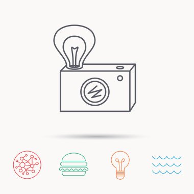 Retro fotoğraf kamera simgesi. Fotoğrafçı ekipman.