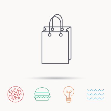 Alışveriş çantası simgesi. Satışı el çantası işareti.