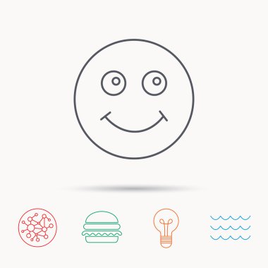 Gülümseme simgesi. Olumlu mutlu yüz işareti.