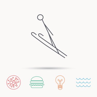 Kayak atlama simgesi. Aşırı spor işareti kayaklar.