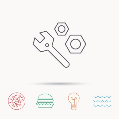 Onarım simgesi. Vida-somun işaretiyle Spanner aracı.