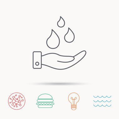 Su simge kaydetmek. Su ile el işareti damla.