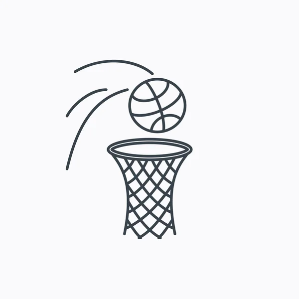 Icono del baloncesto. Cesta con rótulo de bola . — Vector de stock