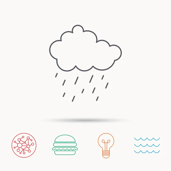 Icône de pluie. gouttes d'eau et signe de nuage . — Image vectorielle