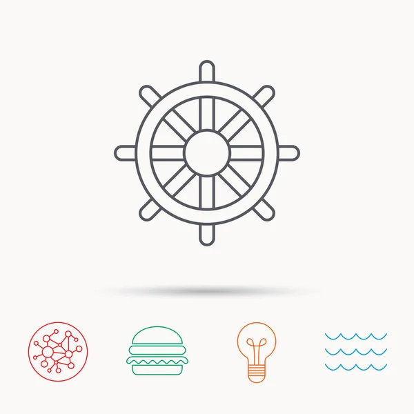 Ship steering wheel icon. Captain rudder sign. — Stock Vector