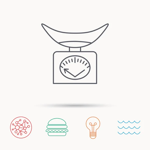 Icône des balances. Panneau outil de pesage cuisine . — Image vectorielle