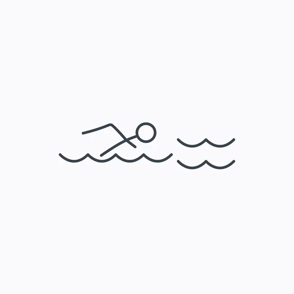 Yüzme simgesi. Yüzücü dalgalar işareti. — Stok Vektör