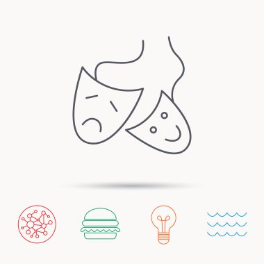 Tiyatro maskeleri simgesi. Drama ve komedi işareti.