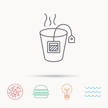 Çay poşeti simgesi. Doğal sıcak içecek işareti.