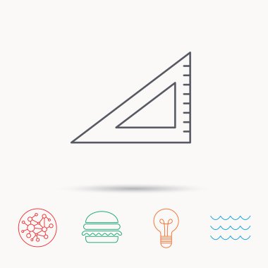 Üçgen cetvel simgesi. Yeşilaycı işareti.