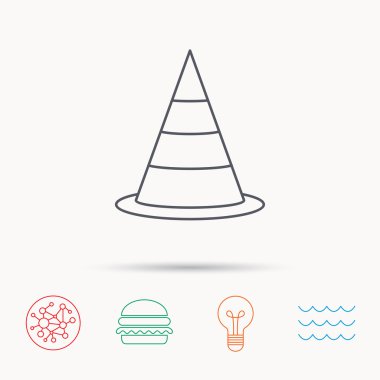 Trafik koni simgesi. Yol uyarı işareti.