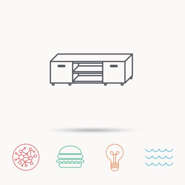 TV masa standı simgesi. Televizyon mobilya işareti.