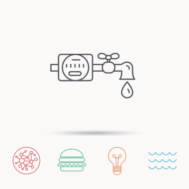 Su sayaç simgesi. Damla işaretiyle boru.