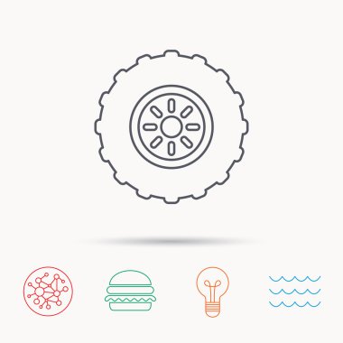 Traktör tekerlekli simgesi. Lastik Servisi işareti.