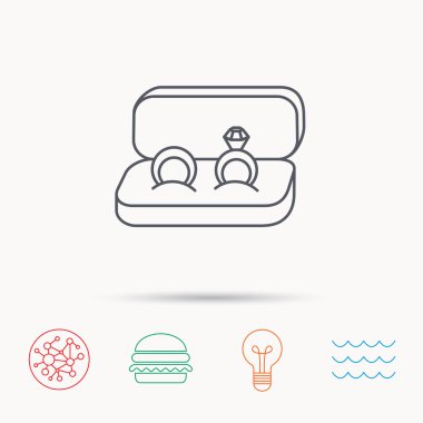 Alyans simgesi. Takı ile elmas işaret.