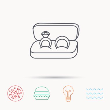 Alyans simgesi. Takı ile elmas işaret.