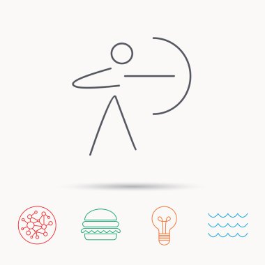 Okçuluk spor idolü. Archer longbow işareti ile.