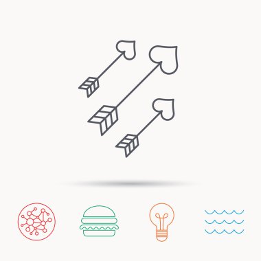 Aşk okları simge. Amour ekipman işareti.