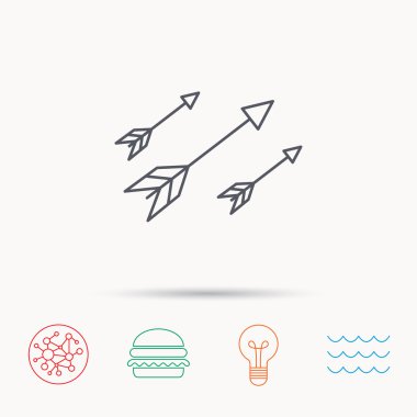 Yay okları simge. Avcılık Spor ekipman işareti.