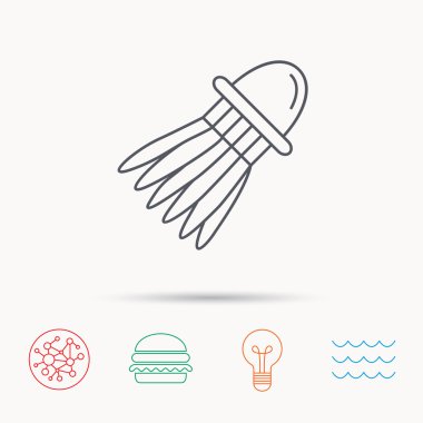 Raketle simgesi. Badminton Spor donatımı.