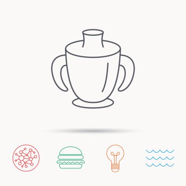 Yürümeye başlayan çocuk emzik Kupası simgesi. Bebek kupa işareti.