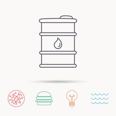 Varil petrol simgesi. Su damla işareti ile fıçı.