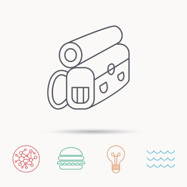 Sırt çantası simgesi. Seyahat ekipman işareti.