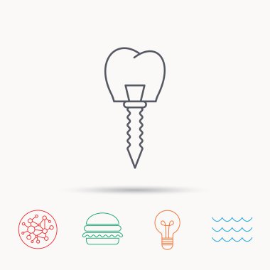 Dental implant simgesi. Ağız protez işareti.