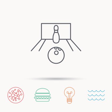 Bowling simgesi. Skittle veya PIN topu işareti ile.