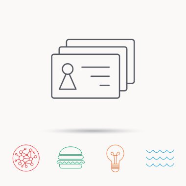 İlgili kişi kartları simgesi. Kimlik rozetleri işareti.