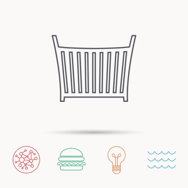 Bebek beşik yatak simgesi. Beşik veya karyolası işareti.