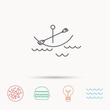 Dalgalar simgesine Kayak. Tekne veya işareti rafting.