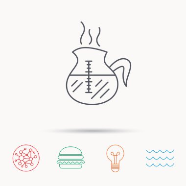 Kahve su ısıtıcısı simgesi. Sıcak bir içecek pot işareti.