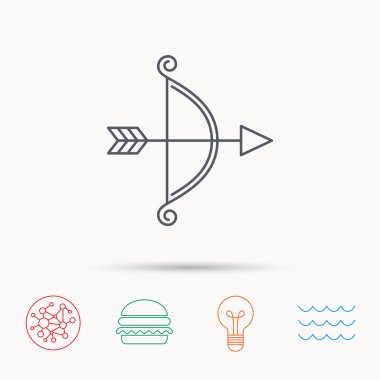 Ok simgesi ile yay. Sevgililer silah işareti.