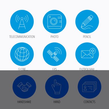 El sıkışma, kişiler ve gps uydu simgeleri.