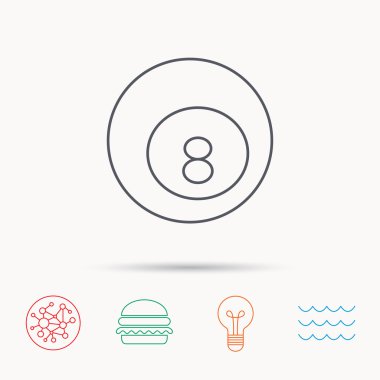 Bilardo topu simgesi. Havuz ya da bilardo donanımları.