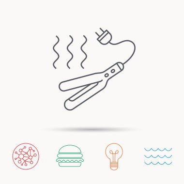 Saç maşası simgesi. Saç modeli elektrikli araç işareti.