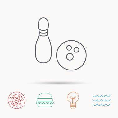 Bowling simgesi. Skittle veya PIN topu işareti ile.