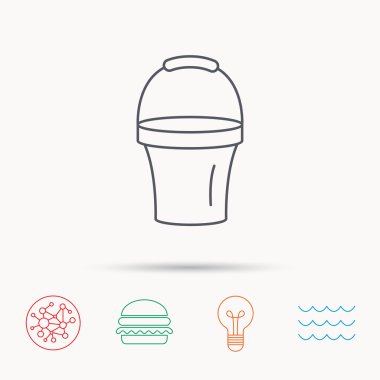 Kova simgesi. Çöp kutusu işareti. Bahçe ekipmanları.