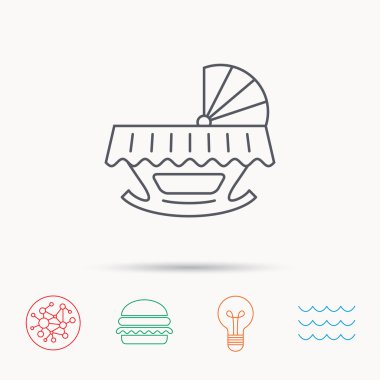 Bebek beşik yatak simgesi. Beşik veya karyolası işareti.